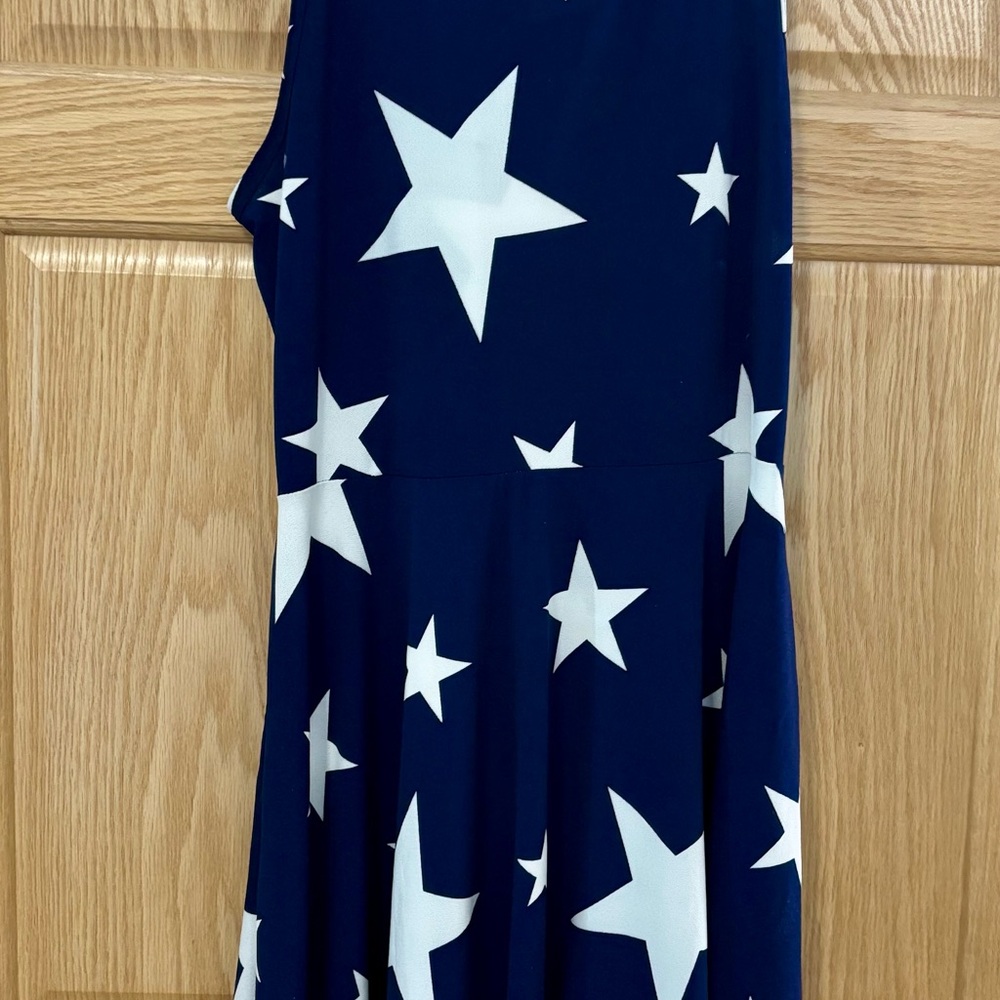 LuLaRoe Nicki 2-xl Navy Blue Star Print Sleeveless Dress - White Stars B13
